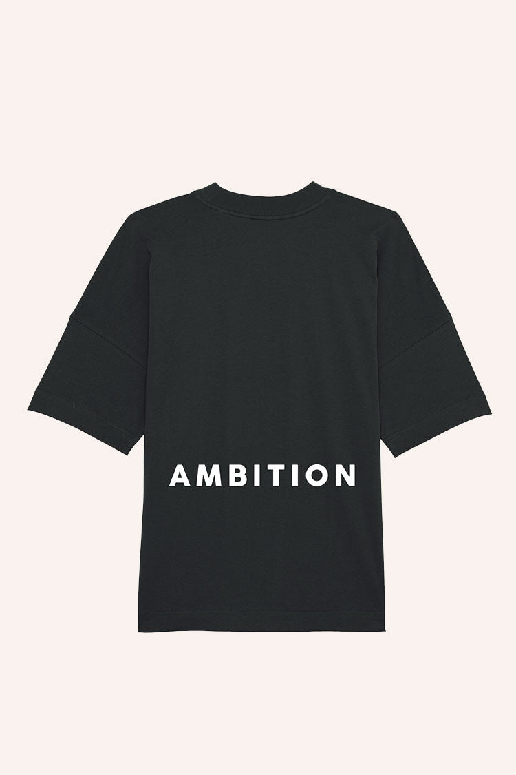 Schwarzes Oversize T-Shirt mit großem Statement Print auf dem Rücken von raise Sportswear