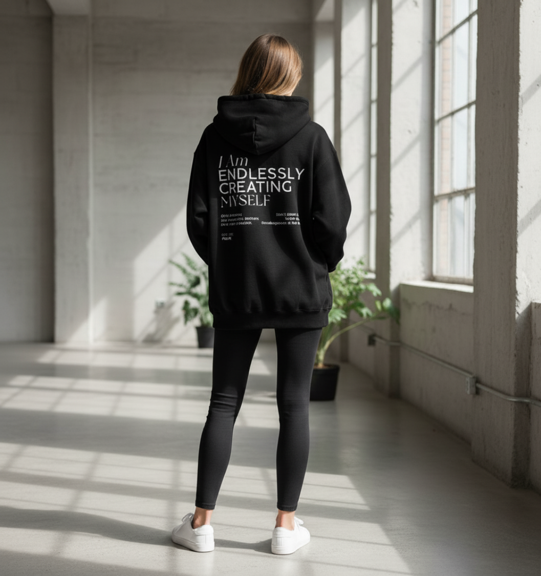 Schwarzer Oversize Hoodie mit Statement Print von raise Sportswear