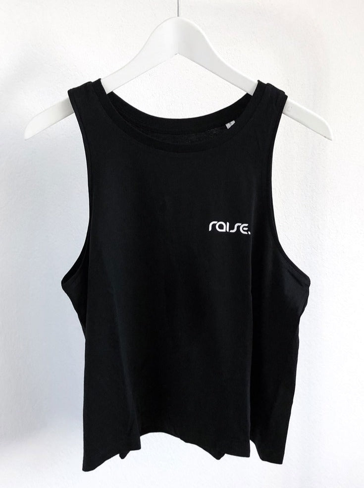 Schwarzes Oversize Tanktop aus Bio Baumwolle von raise Sportswear