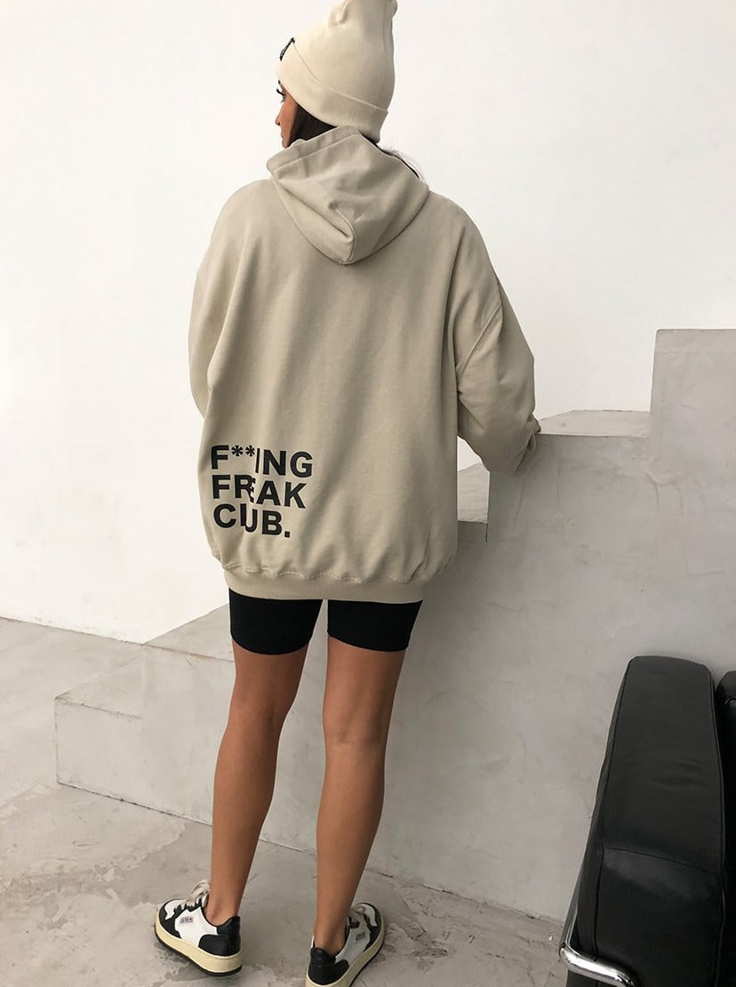 Beiger Oversize Hoodie von raise Sportswear mit Statement Print