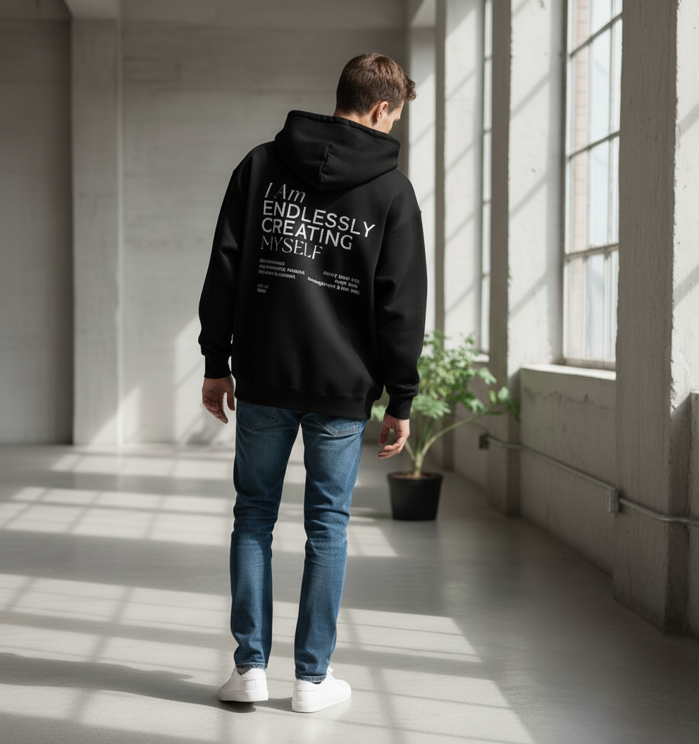 Schwarzer Oversize Hoodie mit Statement Print von raise Sportswear
